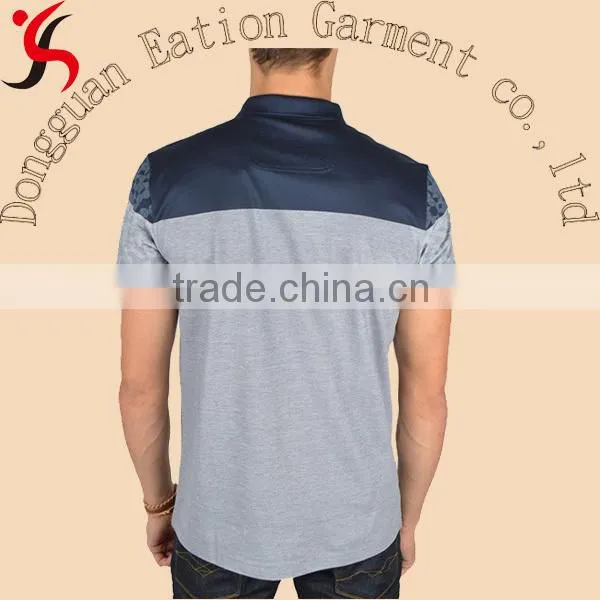 printing checkered shoulder trendy polo shirt with button collar