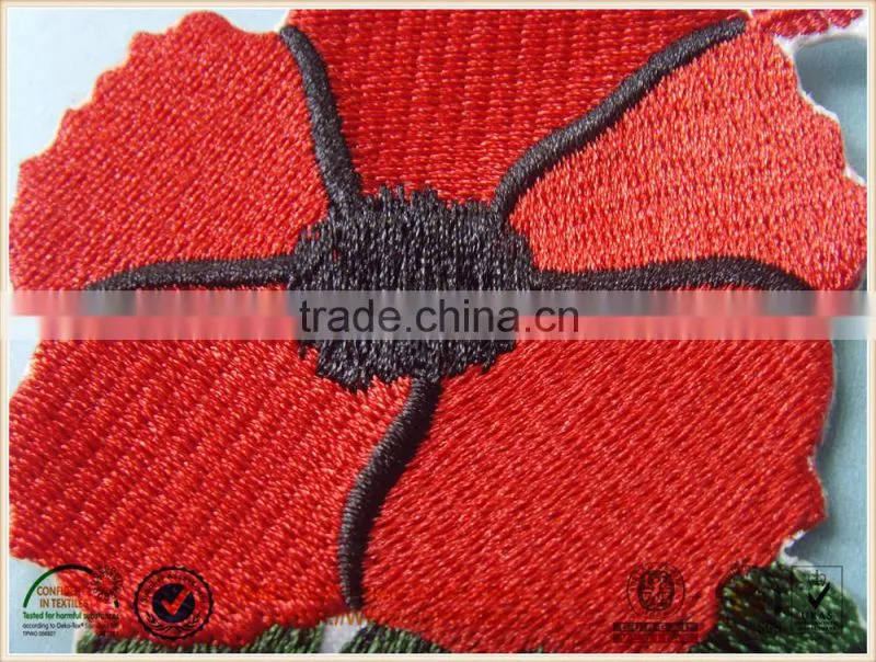 Beautiful red flower emboridery patch