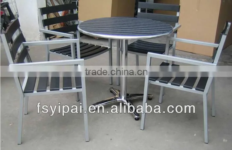 metal frame round wooden design coffee table (YT18W)