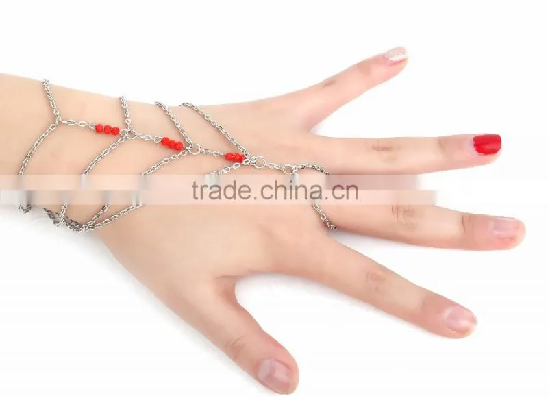 Luxury Slave Multi Gold Chain Link Interweave Finger Ring Bracelet Hand Harness