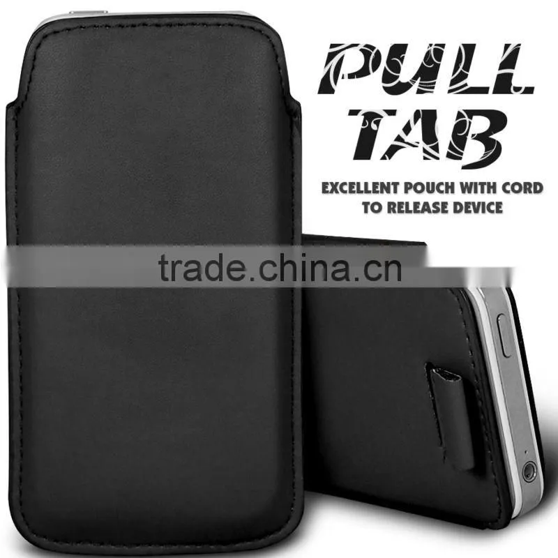 Wallytech Soft PU Leather Pull TAB Slip Pouch Case Cover For Samsung Galaxy S4 I9500 Pull Leather Case