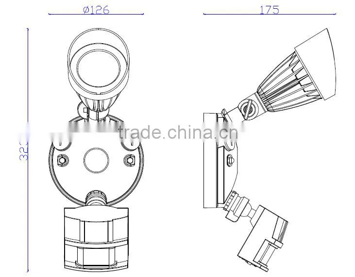 china manufacture die-cast aluminum SMD led head motion sensor outdoor flood light