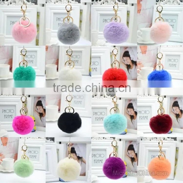 9cm Big Pom Pom Keychain Fake Fur Keychain For Promotion