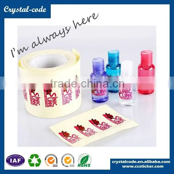 Luxury pet adhesive roll removable double-side printing cosmetic label