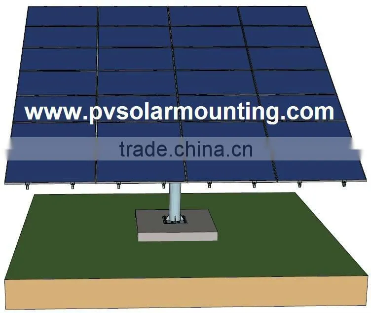 Solar 2 axis tracker with concrete foundation
