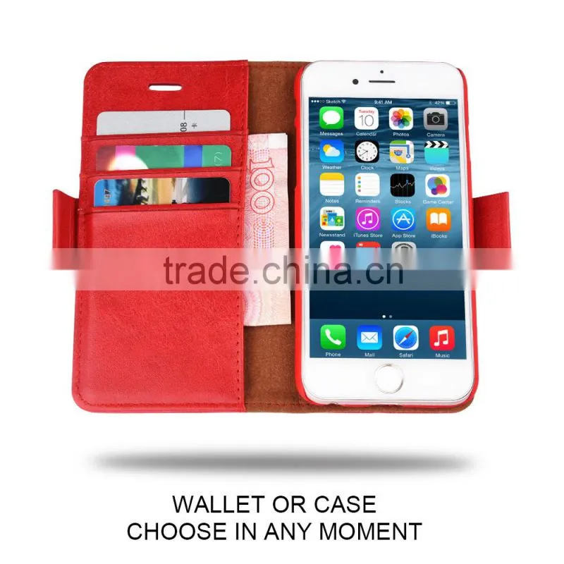 C&T Genuine PU Leather Wallet Folio Flip Cell Phone Case Detachable Magnetic Case For iPhone 7