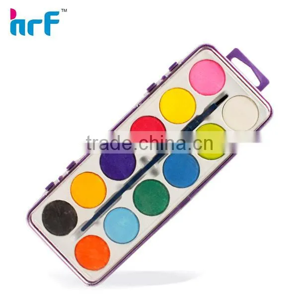 12 Color Standard Round Water Color Paint with Art Brush