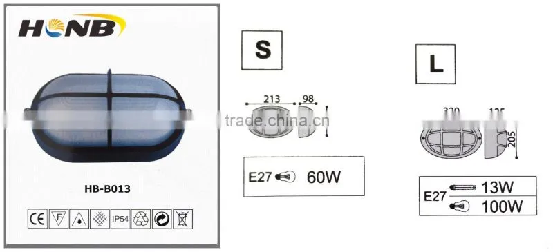 Honb lamp Ip54 e27 oval bulkhead lamps HB-B013