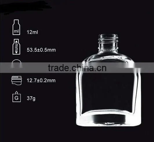 custom made 1/2OZ clear empty Crystal nail polish Glass Bottle manufacturer design