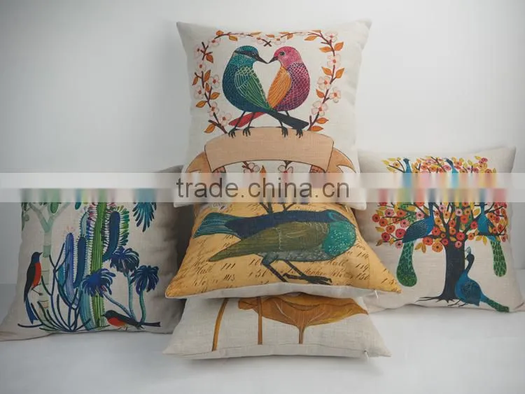 Custom bird design digital print wholesale pillow case with plain style