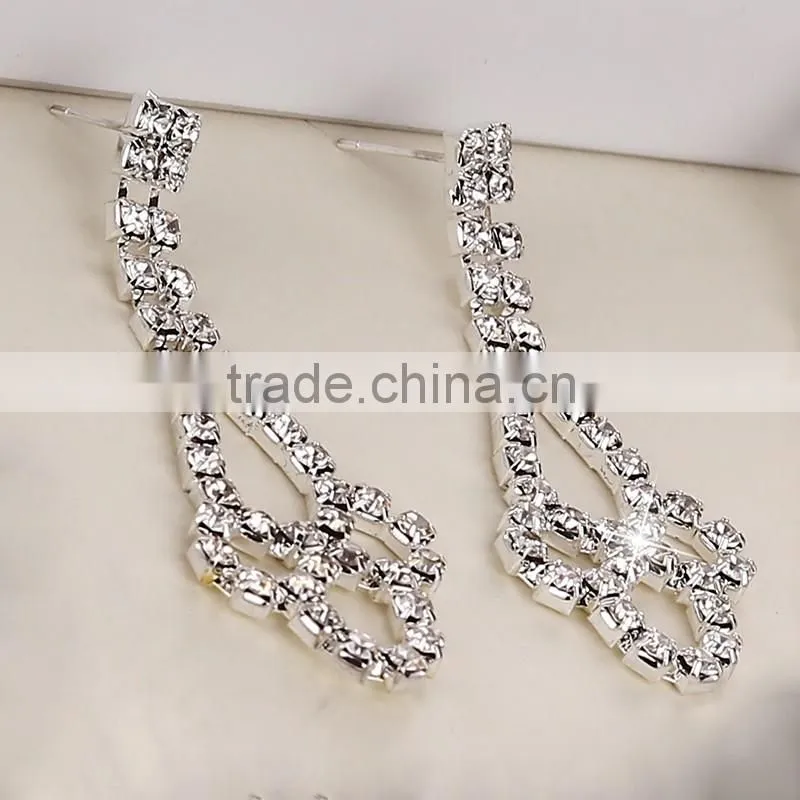 Latest diamond wedding accessories tiara necklace earrings jewelry set