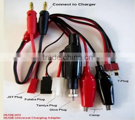 4mm banana 7 in 1 charging lead wire cable with multi plugs connectors JST / Futaba / Tamiya / glow plug