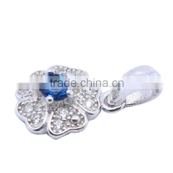 925 silver gemstone inlay flower pendant for girls