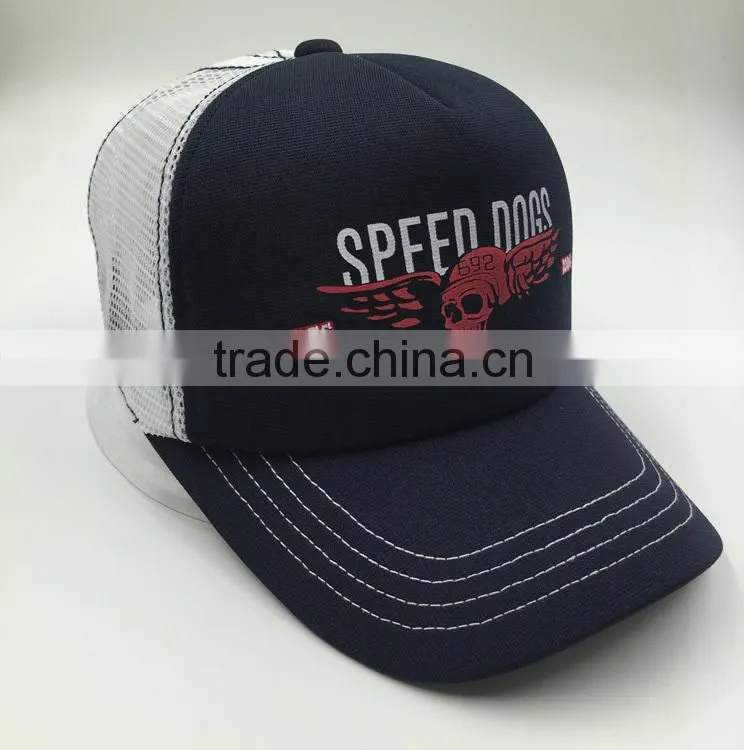 cutomized flocking print 5 panel trucker baseball cap