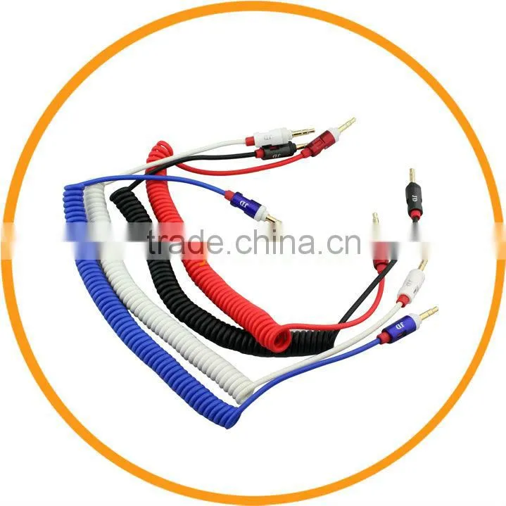 2M 3.5mm Car AUX Coiled Spring 3.5mm Stereo Audio Cable for iPhone MP3 MP4 Player from dailyetech