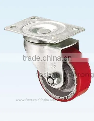 Ball Bearing Furniture Hardware 75mm Red PU Swivel Caster Wheel