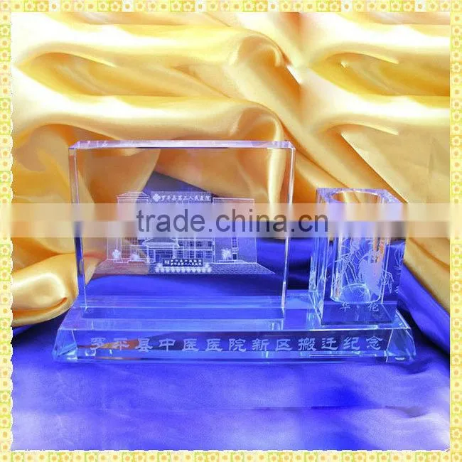 Exquisite Clear Crystal Office Desktop Set With Horse Head Figurines