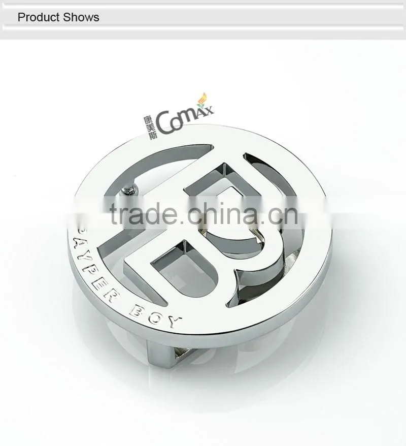 Hollow round metal custom belt buckle with engraved logo