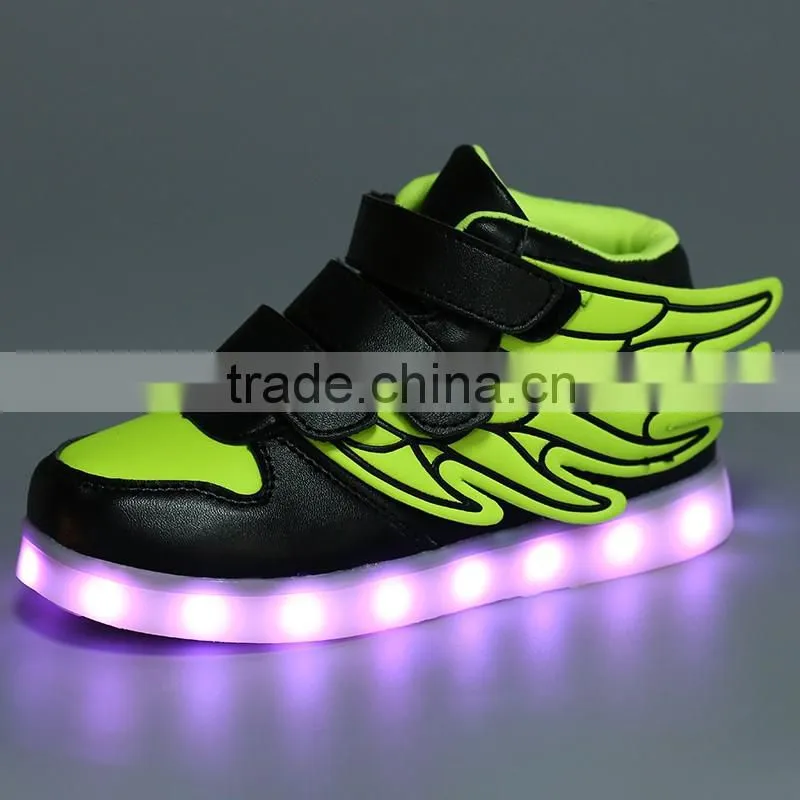 China 8 years factory led light up kids shoes led sneakers for kids wing shoes for boys girls promotion