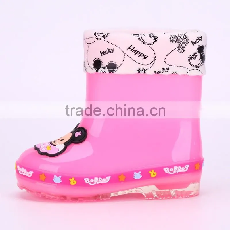 cute design half pvc Mickey rain boots for kids