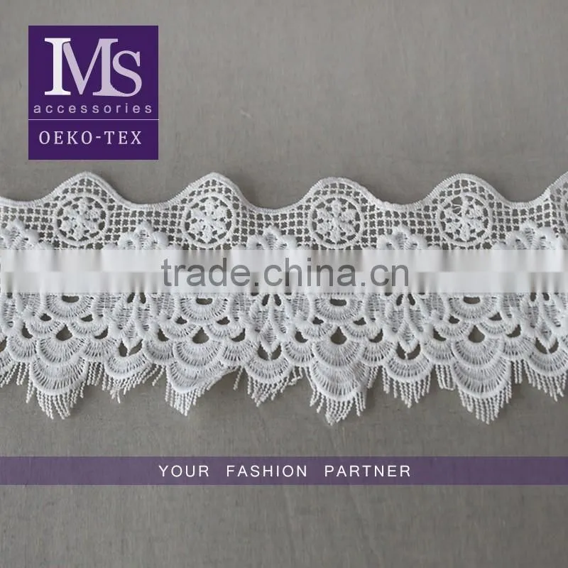 5.7cm fringed cotton jacquard webbing, Jacquard tape with cotton tassel wholesale