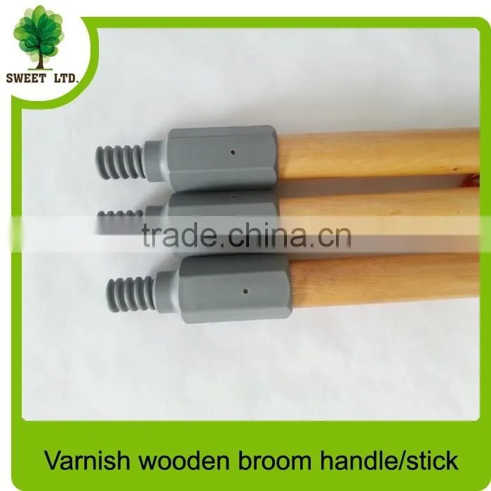 2.2*120cm varnished wooden broom handle with plastic thread
