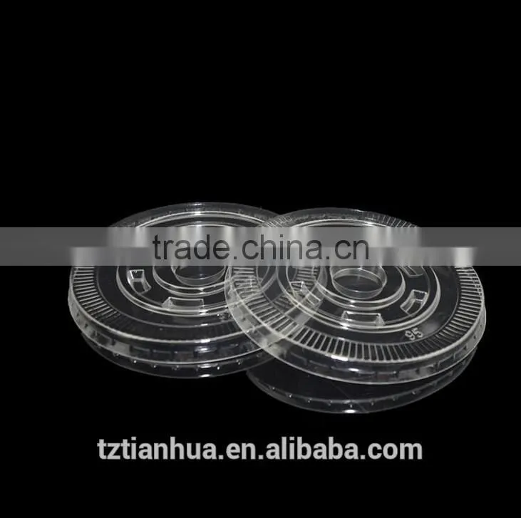 9.5cm China Customized Disposable Plastic PS Milk Cup Flat Lid