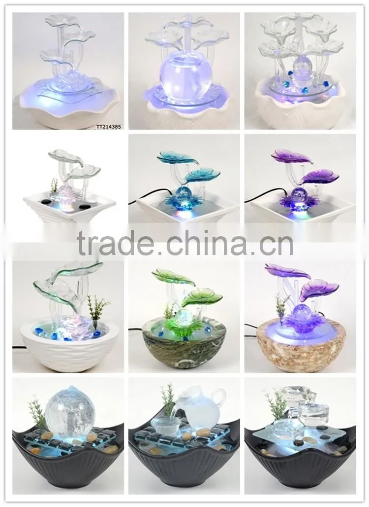 wall-mounted water fountain with led light for home decoration