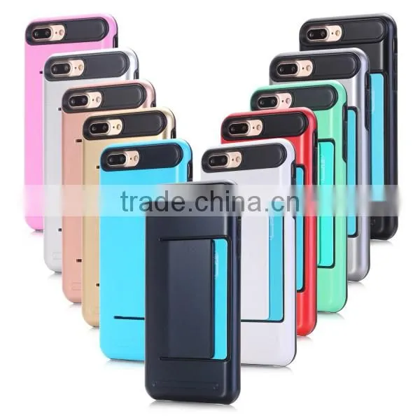 Alibaba wholesale slim TPU + PC combo mobile phone case with card slot for iPhone 7 plus