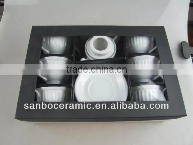 Promotion pure white cup set with sugar pot