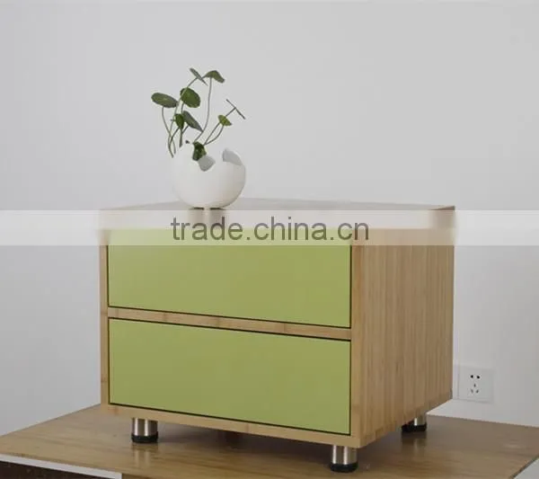 Small bamboo material living room storage cabinet with two drawer