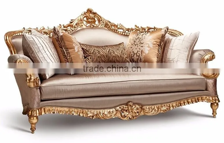Luxury French Baroque Style Classic Giltwood Carving Single Upholstery Sofa BF12-04274b