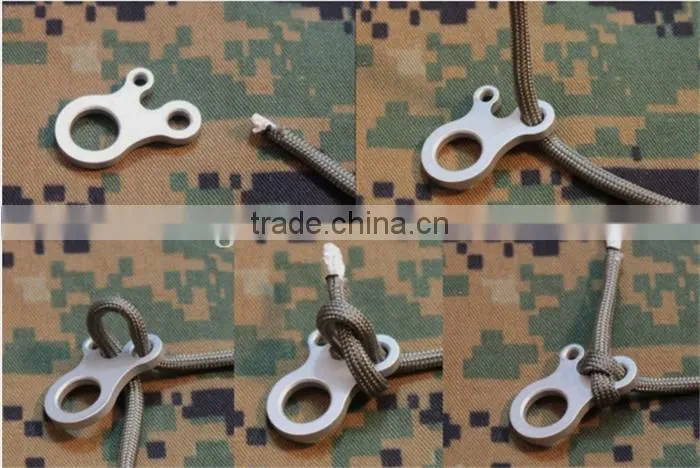 Outdoor Emergency Survival Stainless Steel 3 Hole Rope Knotting Buckle