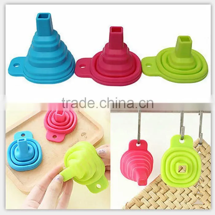 Cooking funnel food grade kitchen silicone rubber funnel silicone foldable funnel