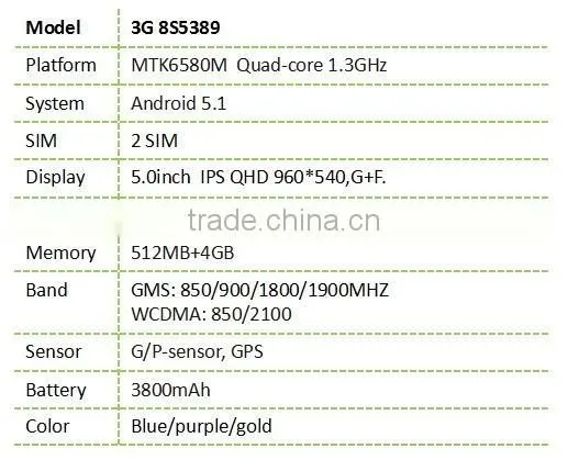 8S mobile 3G 8S5389 5.0" android china mobile phone