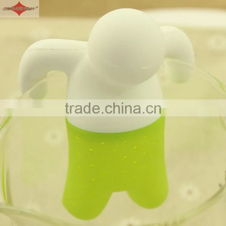 ZY-E3144 Hot Sales food grade Infuser Man shape Silicone Tea Strainers