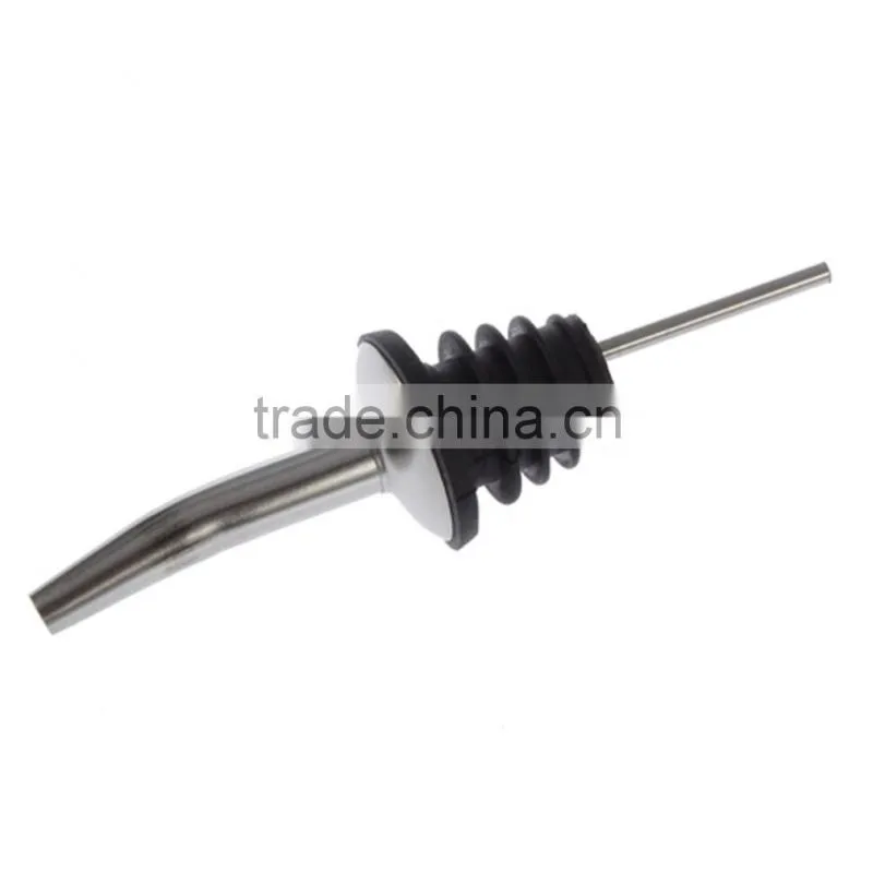 Stainless Steel Liquor Spirit Pourer Free Flow Wine bottle pourer Rubber Stopper