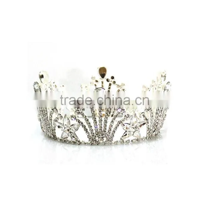 Hot sell Silver plating Rhinestone tiaras and crowns Wedding ladies crown bulk princess rhinestone tiaras