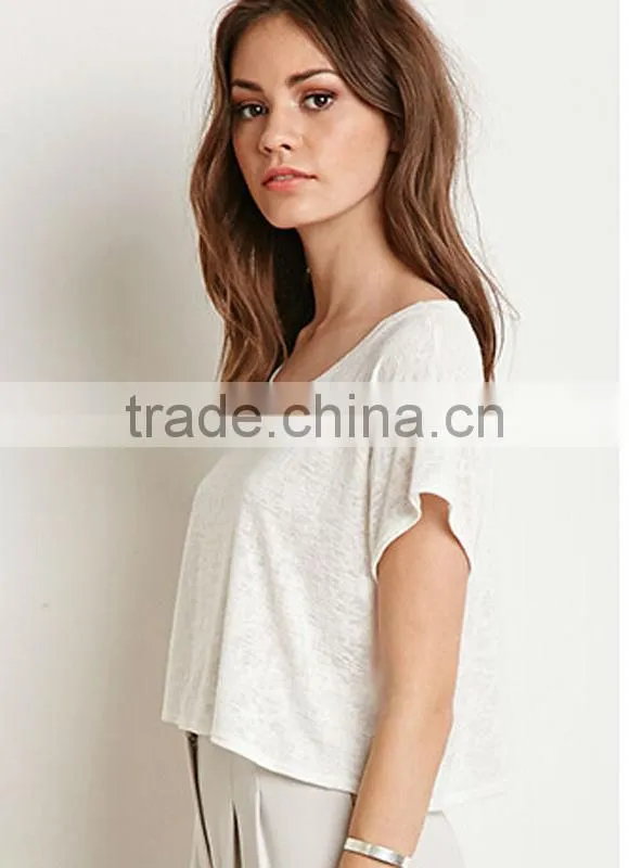 2015 Hot sale women wear knit crop top loose top