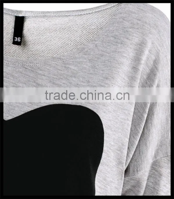 fashion new design european style love pattern girl long sleeve baggy t-shirt