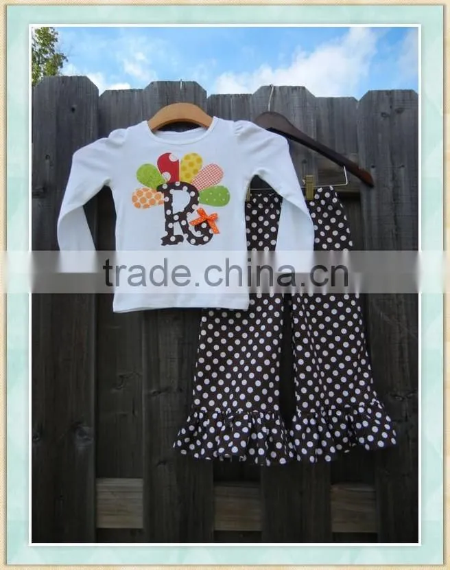 Thanksgiving day baby girl boutique clothing kids clothing wholesale 2016 childrens fall boutique clothing ruffle raglan pants
