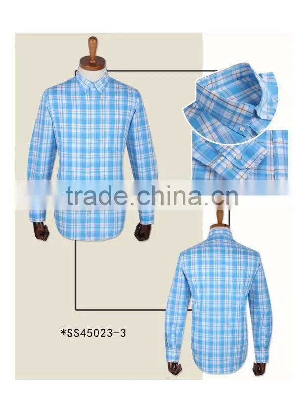 100% cotton checked long sleeve button up collar made to measure custom mens dress shirt