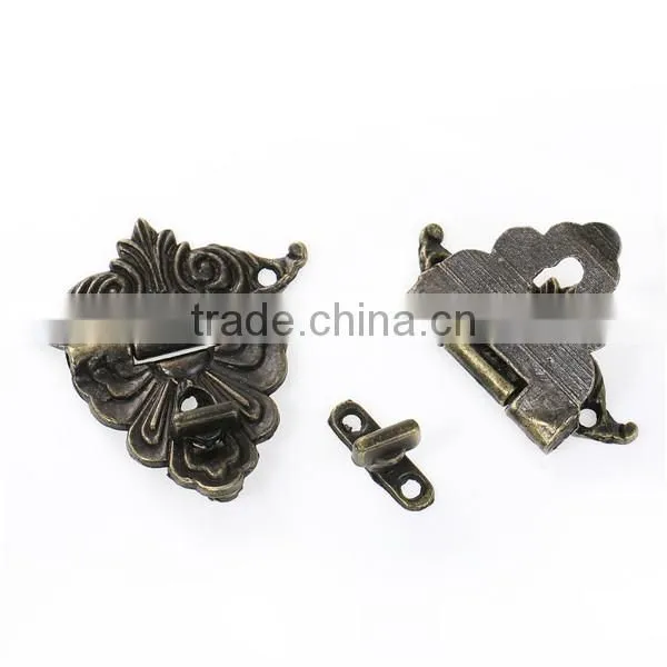 Iron Based Alloy Case Locks Antique Bronze Pattern Carved 47mm x45mm 20mm x6mm