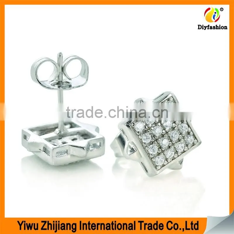2017 new fashion 16diamond Inlay zircon Platinum plating earrings