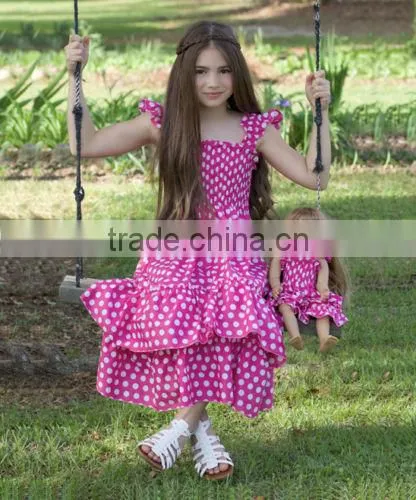 Best Selling Reliable China Supplier Soft Cotton Smocked Triple Ruffle Pants Winter clothing girl halloween ruffle dress