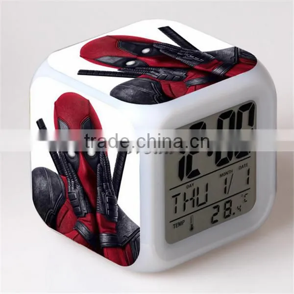 Promotion Gift LED Alarm Clock Deadpool Alarm Clock Table clock for kids Custom Digital LED Alarm clock