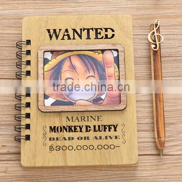 One Piece Luffy Cartoon Wooden Birthday Gift Anime Notebook For Student