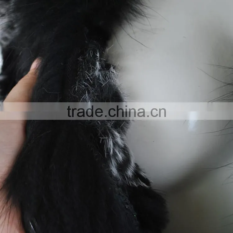 YR285 Knitted Rabbit Fur with Raccoon Collar/Hot Sale New Sytle 2016