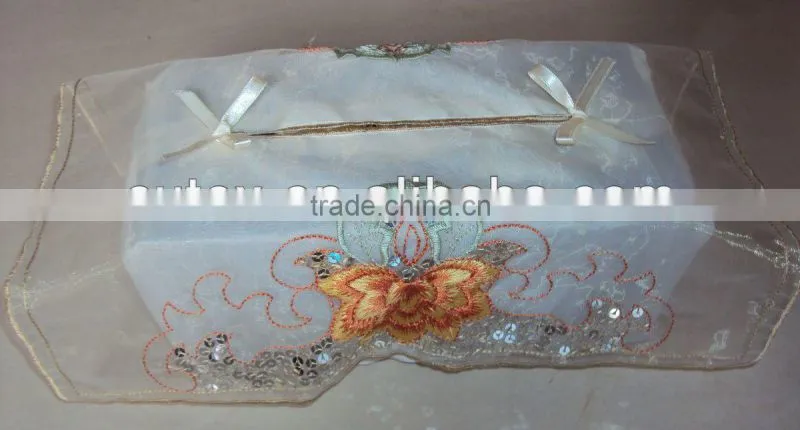 decorative embroidery butterfly tissue box cover