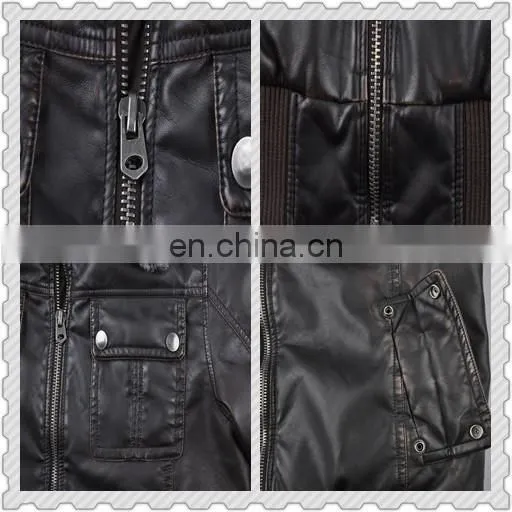 2015 lastest fashion leather top grade fur collar coat men